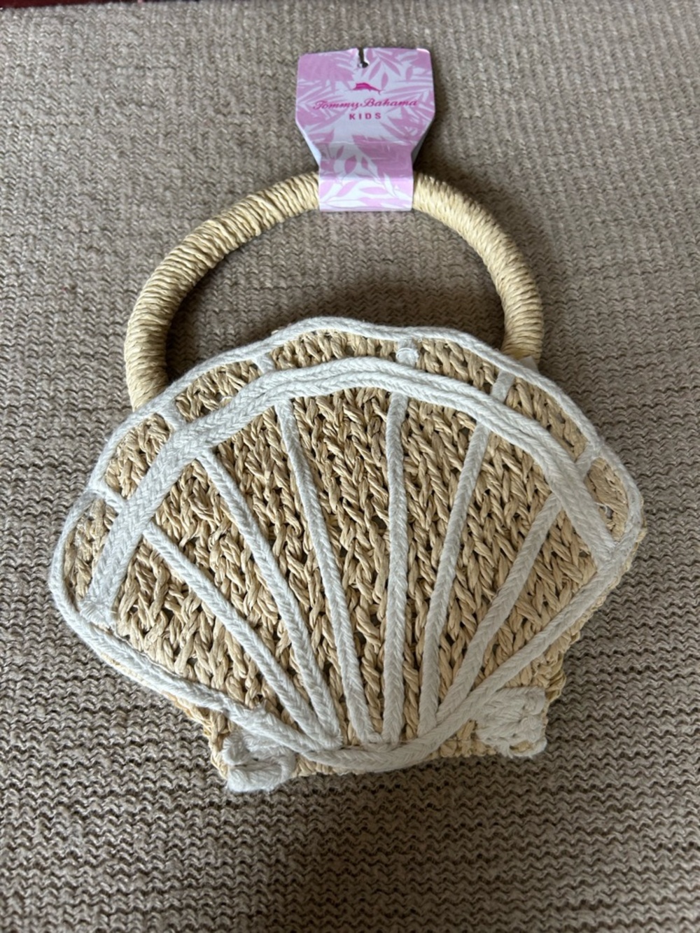 Tommy Bahama Kids woven seashell-shaped handbag , beach-themed NEW - Picture 3 of 4